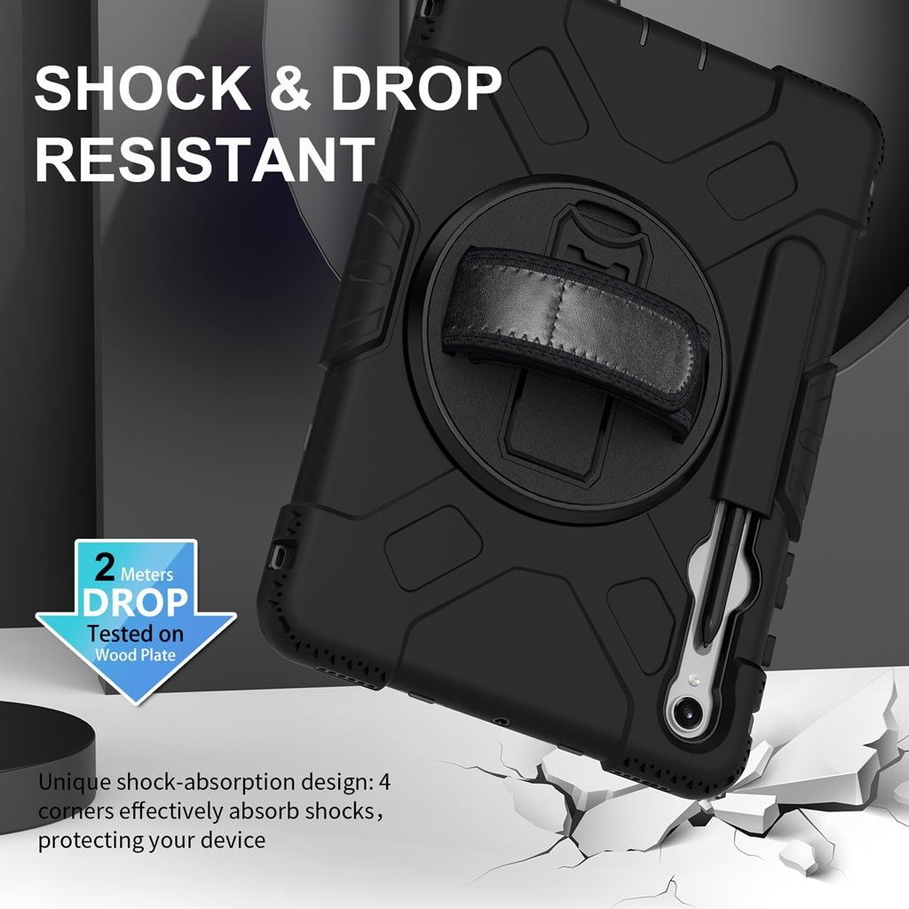 Rugged Case Hand & Shoulder Strap Samsung Tab S10 Lite / FE / S9 / S9 FE - Black
