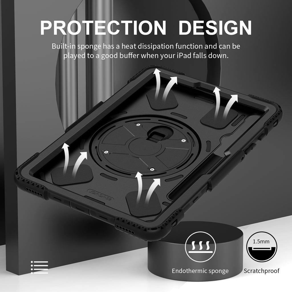 Rugged Case Hand & Shoulder Strap Samsung Tab S10 Lite / FE / S9 / S9 FE - Black