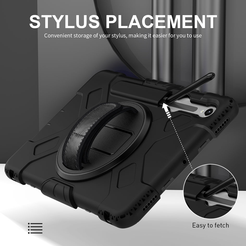 Rugged Case Hand & Shoulder Strap Samsung Tab S10 Lite / FE / S9 / S9 FE - Black