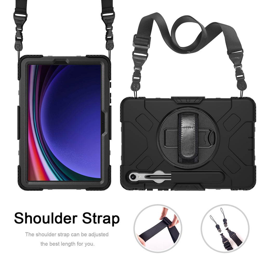 Rugged Case Hand & Shoulder Strap Samsung Tab S10 Lite / FE / S9 / S9 FE - Black