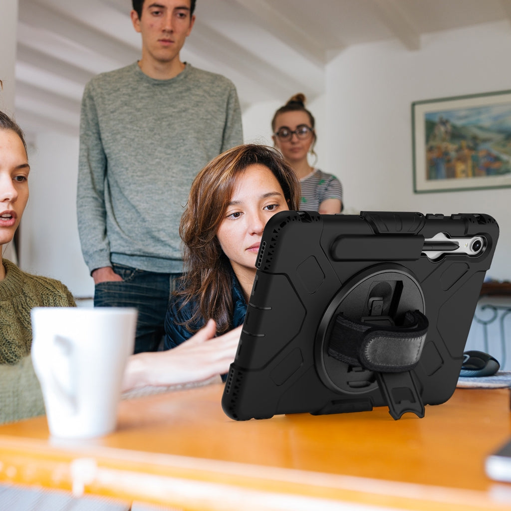 Rugged Case Hand & Shoulder Strap Samsung Tab S9 FE Plus / S9 Plus /S10 Plus- Black