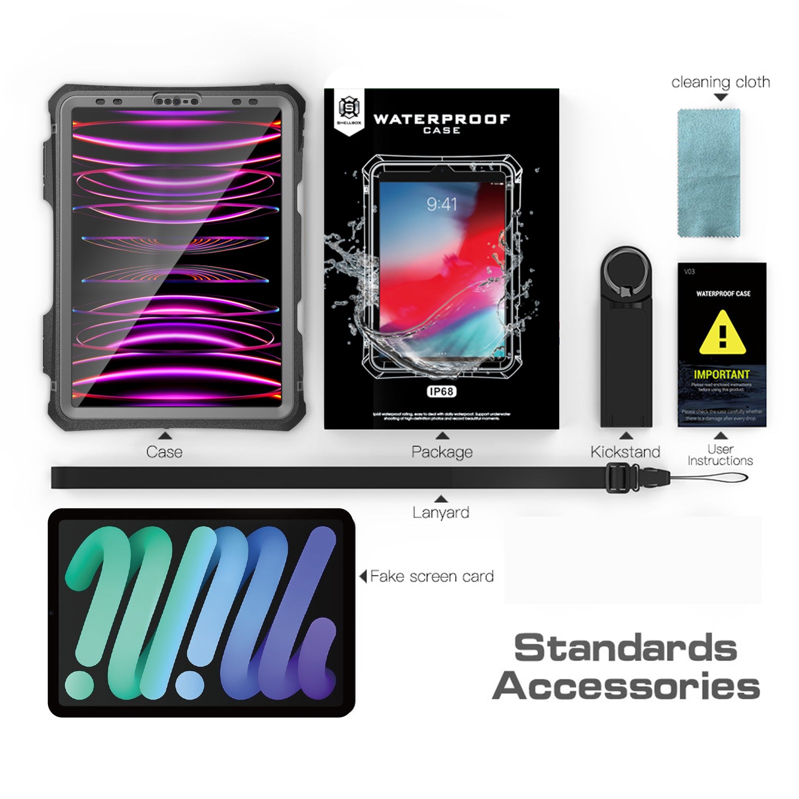 Rugged & Waterproof Protective Case iPad Pro 11 inch 2020 / 2021 / 2022 - Black