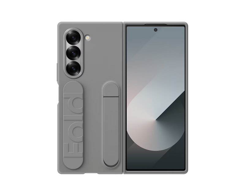 Samsung Silicone Case with Finger Strap and Kickstand for Galaxy Z Fold 6 - Grey