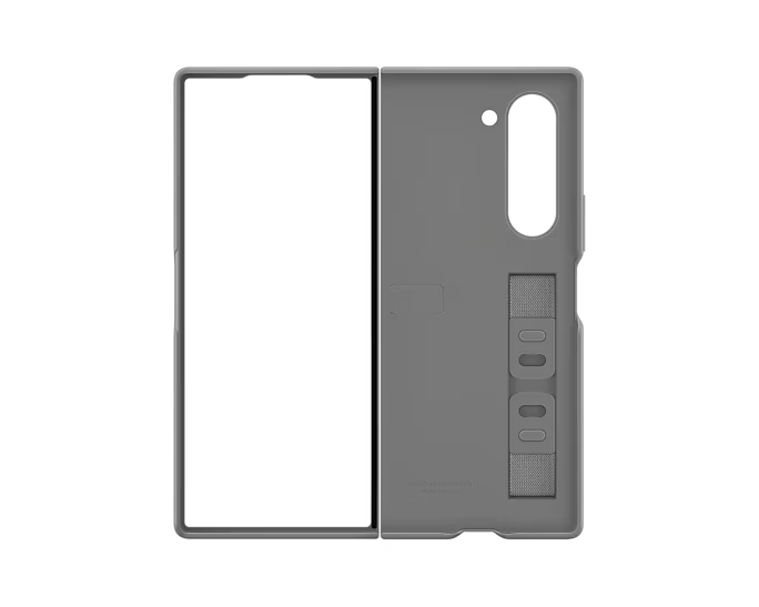 Samsung Silicone Case with Finger Strap and Kickstand for Galaxy Z Fold 6 - Grey