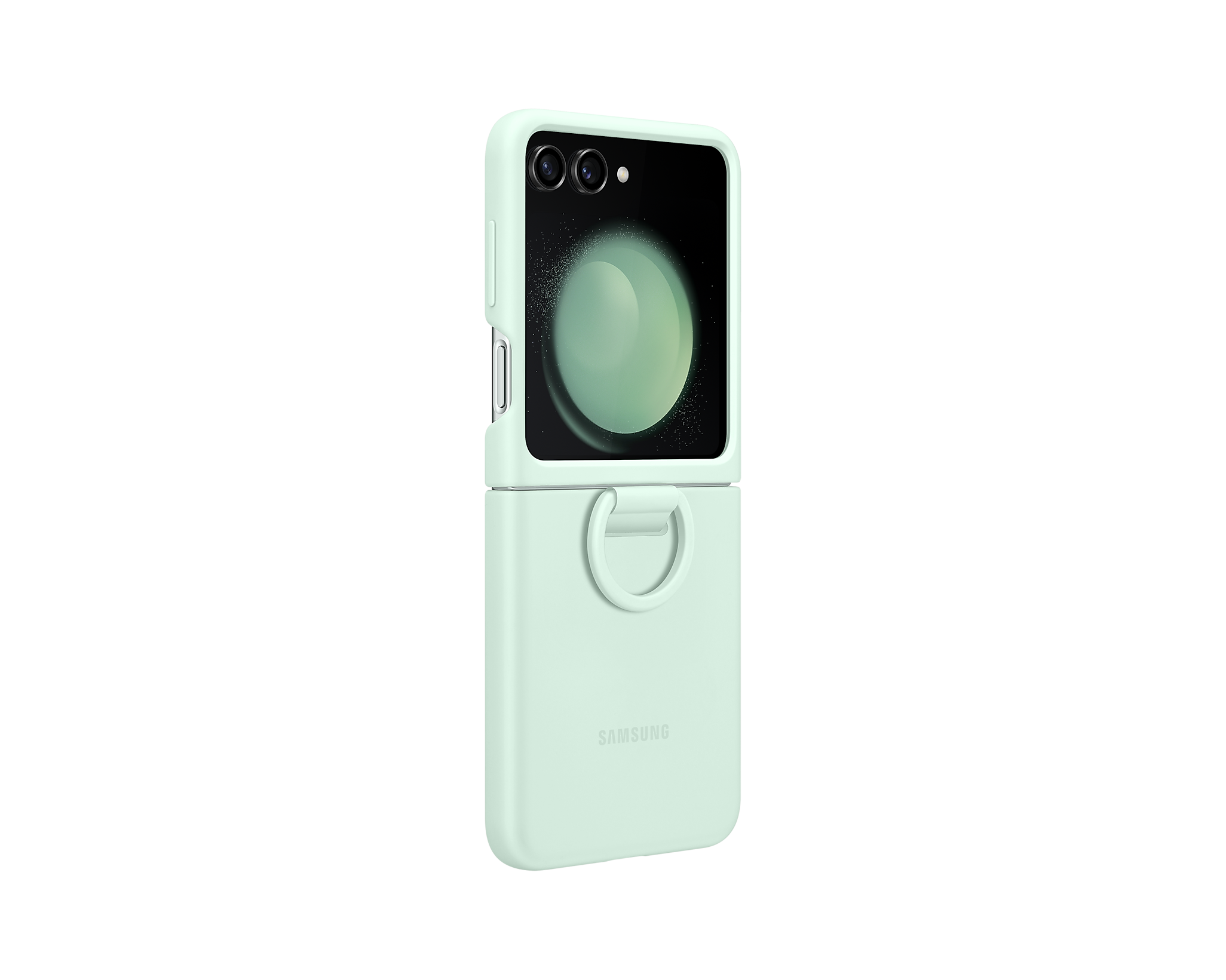 Samsung Galaxy Z Flip5 Silicone Protective Case with Ring - Mint