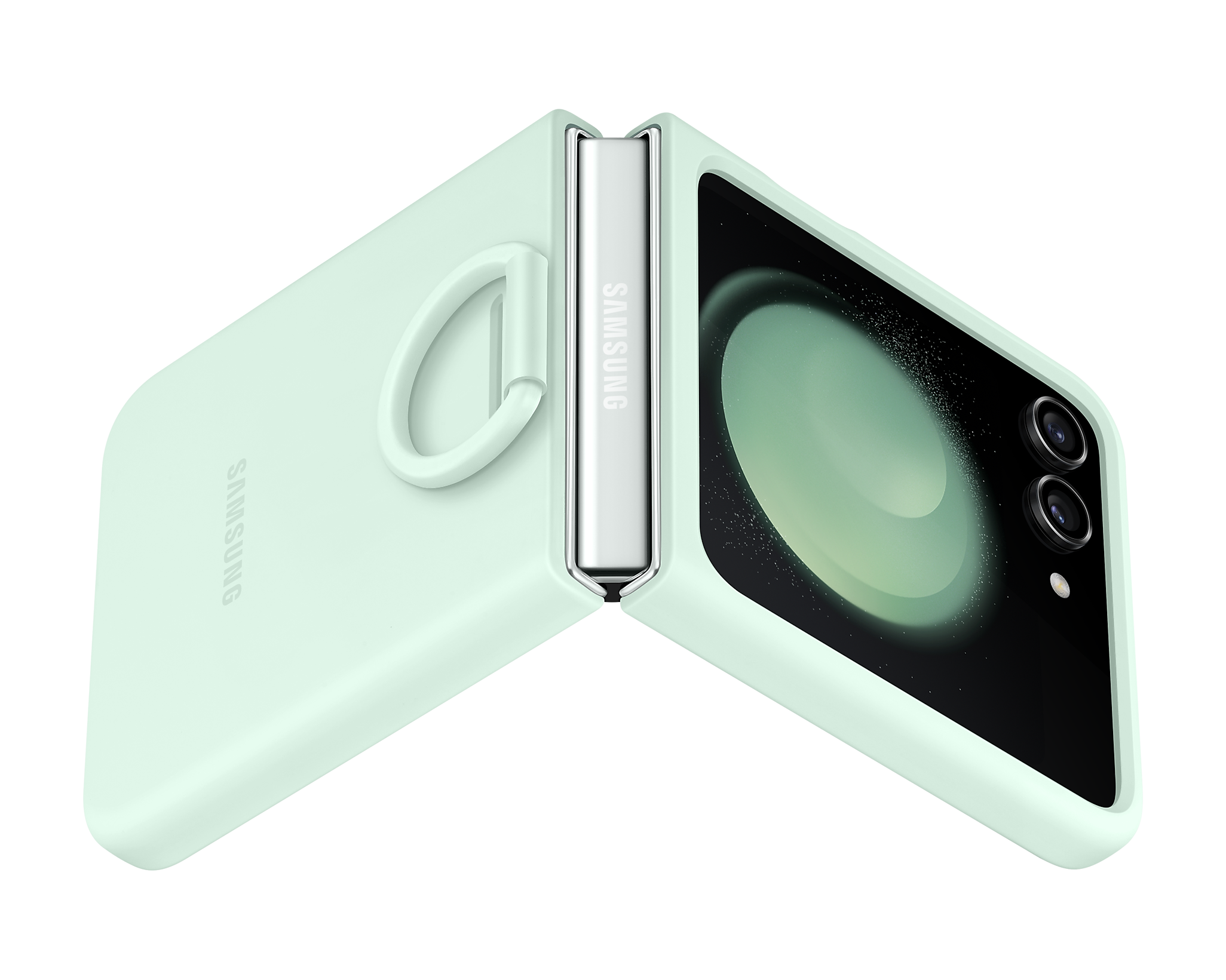 Samsung Galaxy Z Flip5 Silicone Protective Case with Ring - Mint