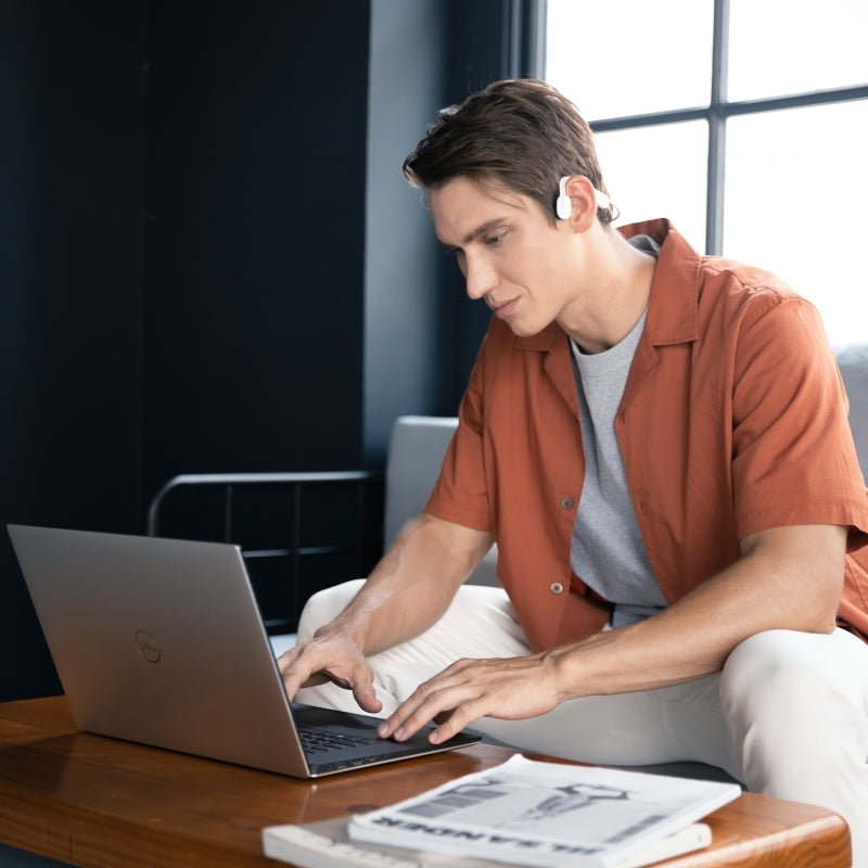 SHOKZ OpenMove Bone Conduction Sports Bluetooth Headphones - White