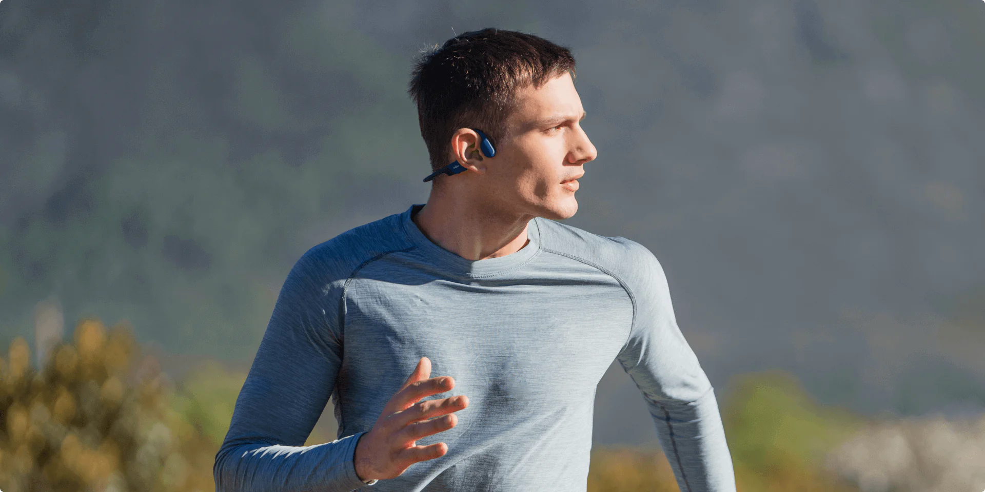SHOKZ OpenRun Bone Conduction Sports Bluetooth Headphones - Blue