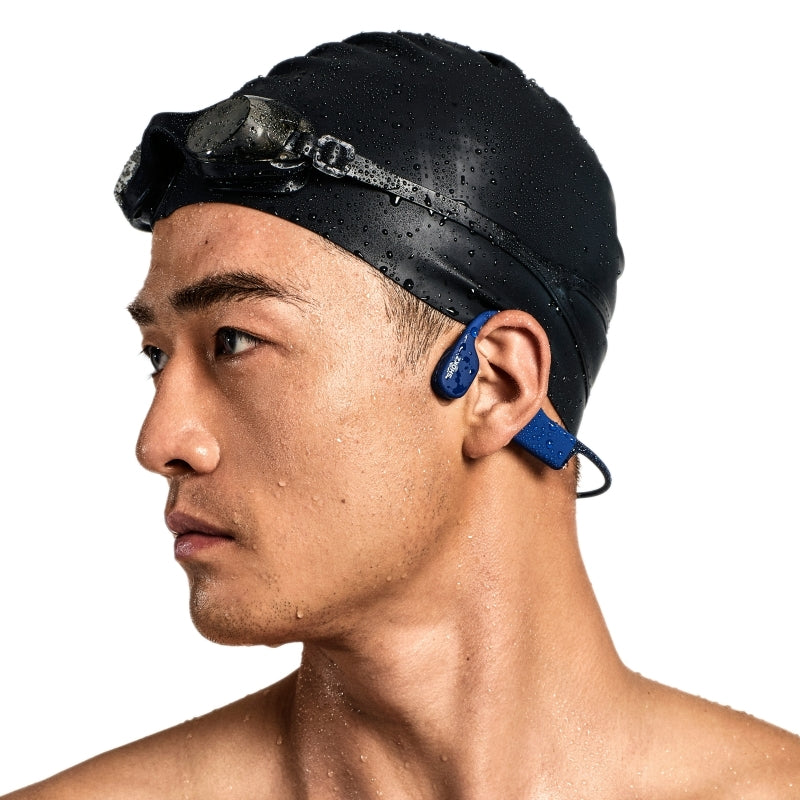 SHOKZ OpenSwim Waterproof Bone Conduction Swimming MP3 Player Headphones - Blue
