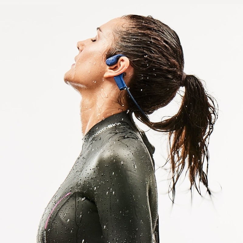 SHOKZ OpenSwim Waterproof Bone Conduction Swimming MP3 Player Headphones - Blue