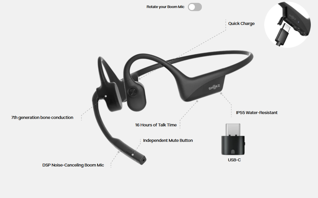 Shokz OpenComm2 UC with USB-C 2025