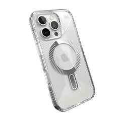 Speck Presidio Perfect-Clear Grip MagSafe with ClickLock iPhone 16 Pro Case - Clear Chrome