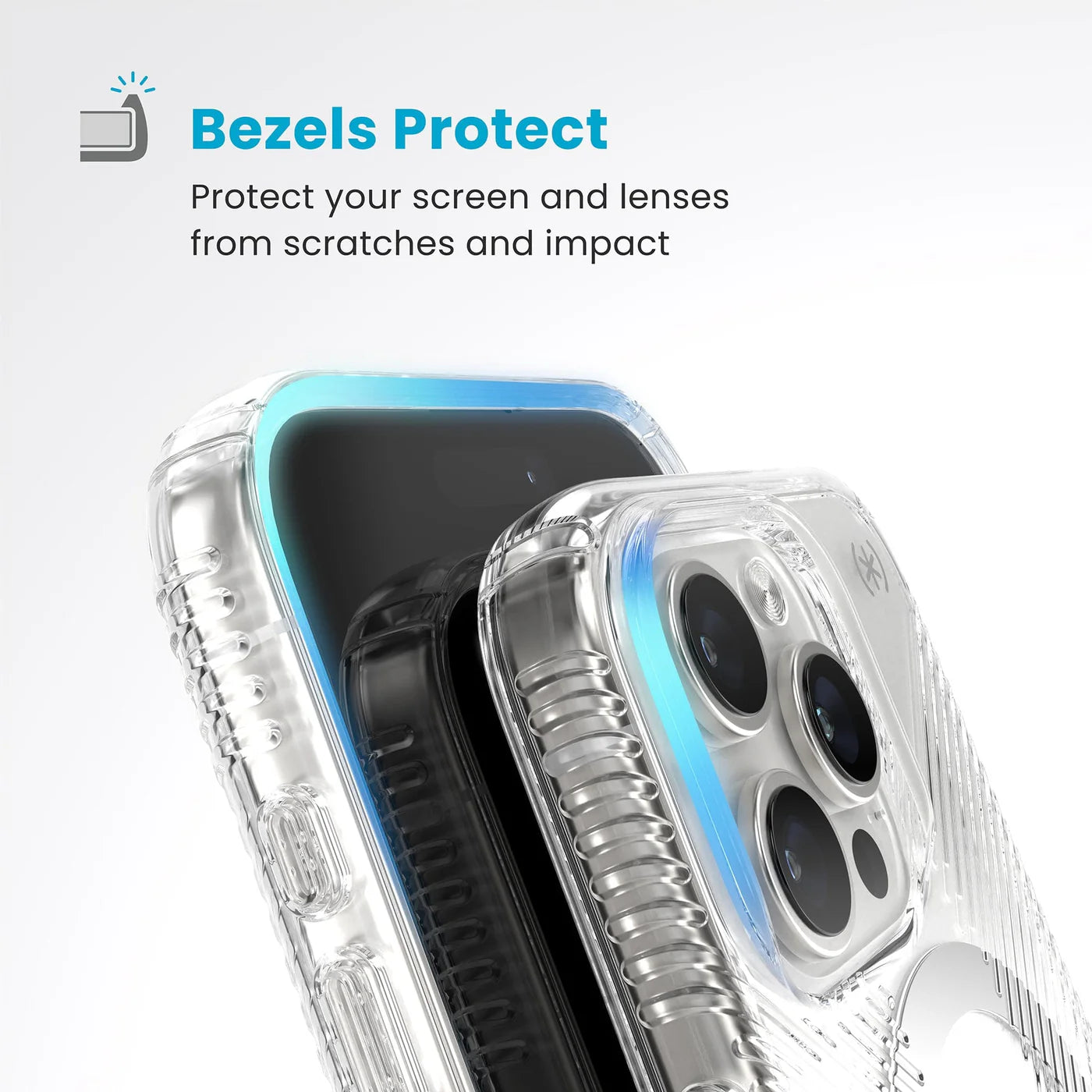 Speck Presidio Perfect-Clear Grip MagSafe with ClickLock iPhone 16 Pro Case - Clear Chrome
