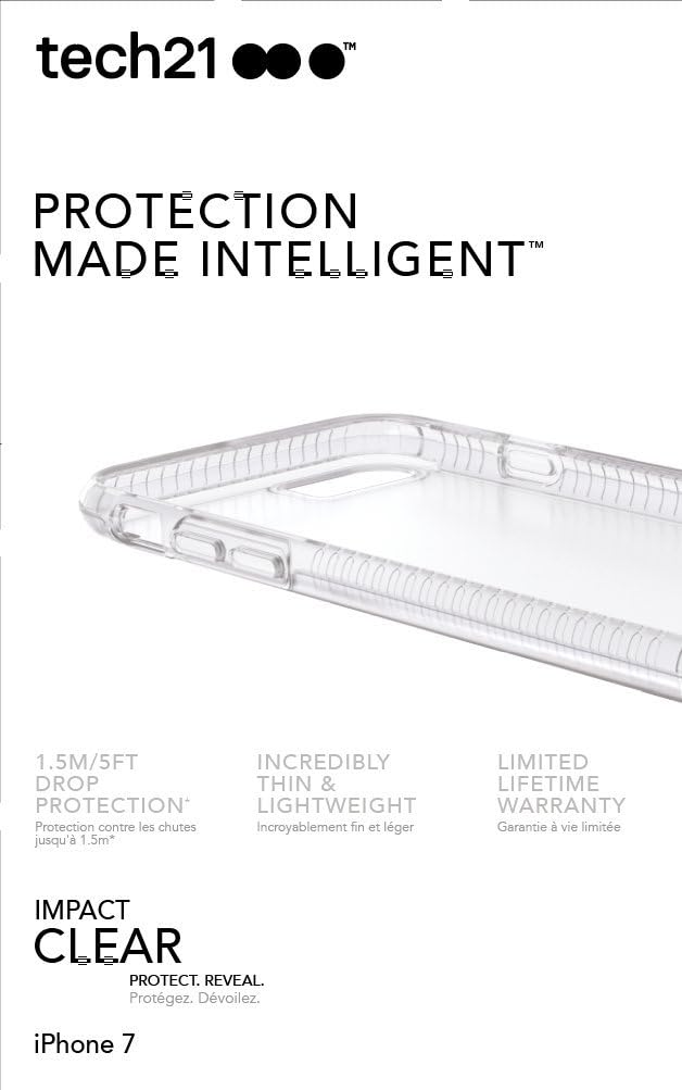 Tech21 Impact Clear Case for iPhone SE 2022 / 2020 / 8 / 7 - Clear