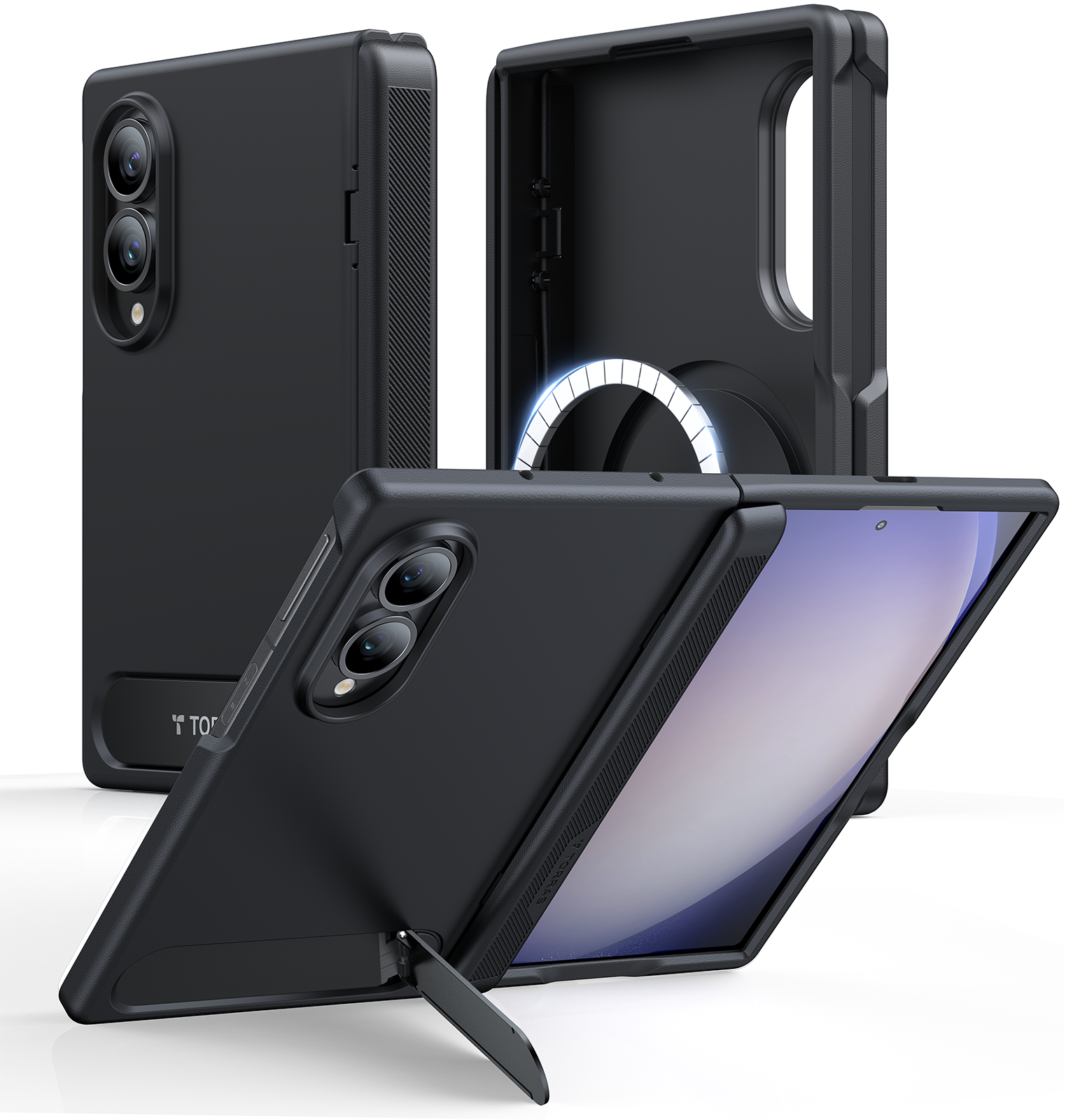 Torras OStand L1 Guardian Kickstand Protective Case Samsung Z Fold 8 Standard - Black