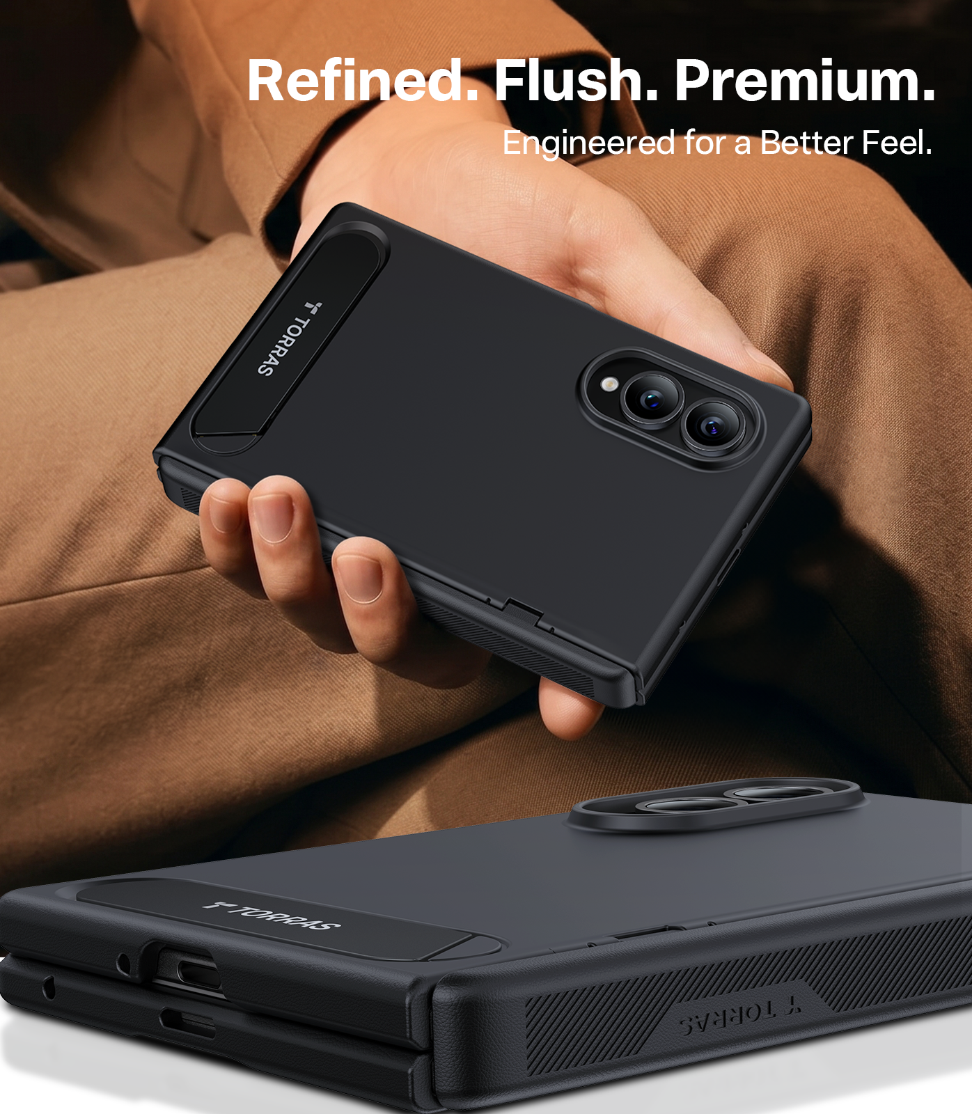 Torras OStand L1 Guardian Kickstand Protective Case Samsung Z Fold 8 Standard - Black