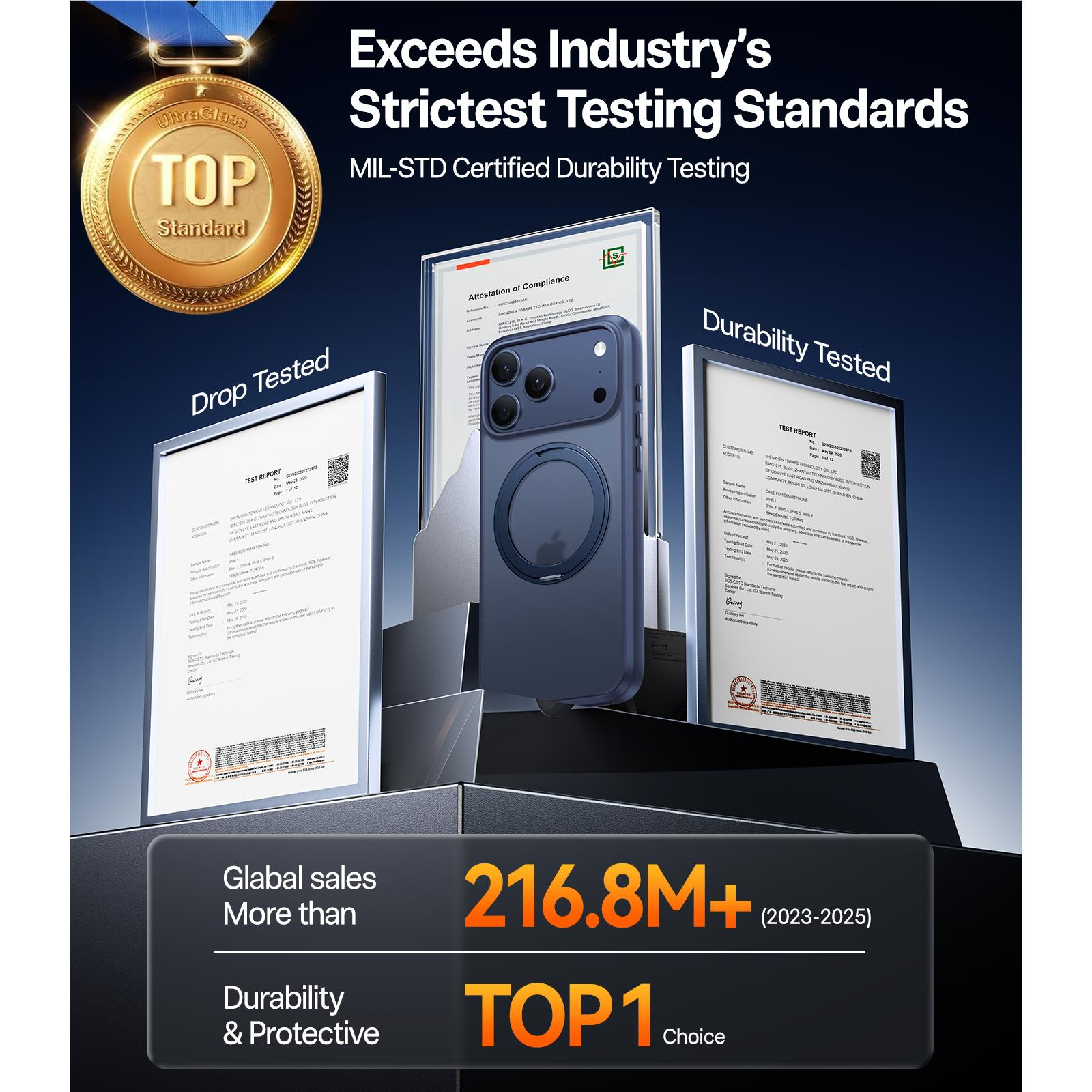 Torras Ostand Pro MagSafe Case iPhone 17 Pro Max - Blue