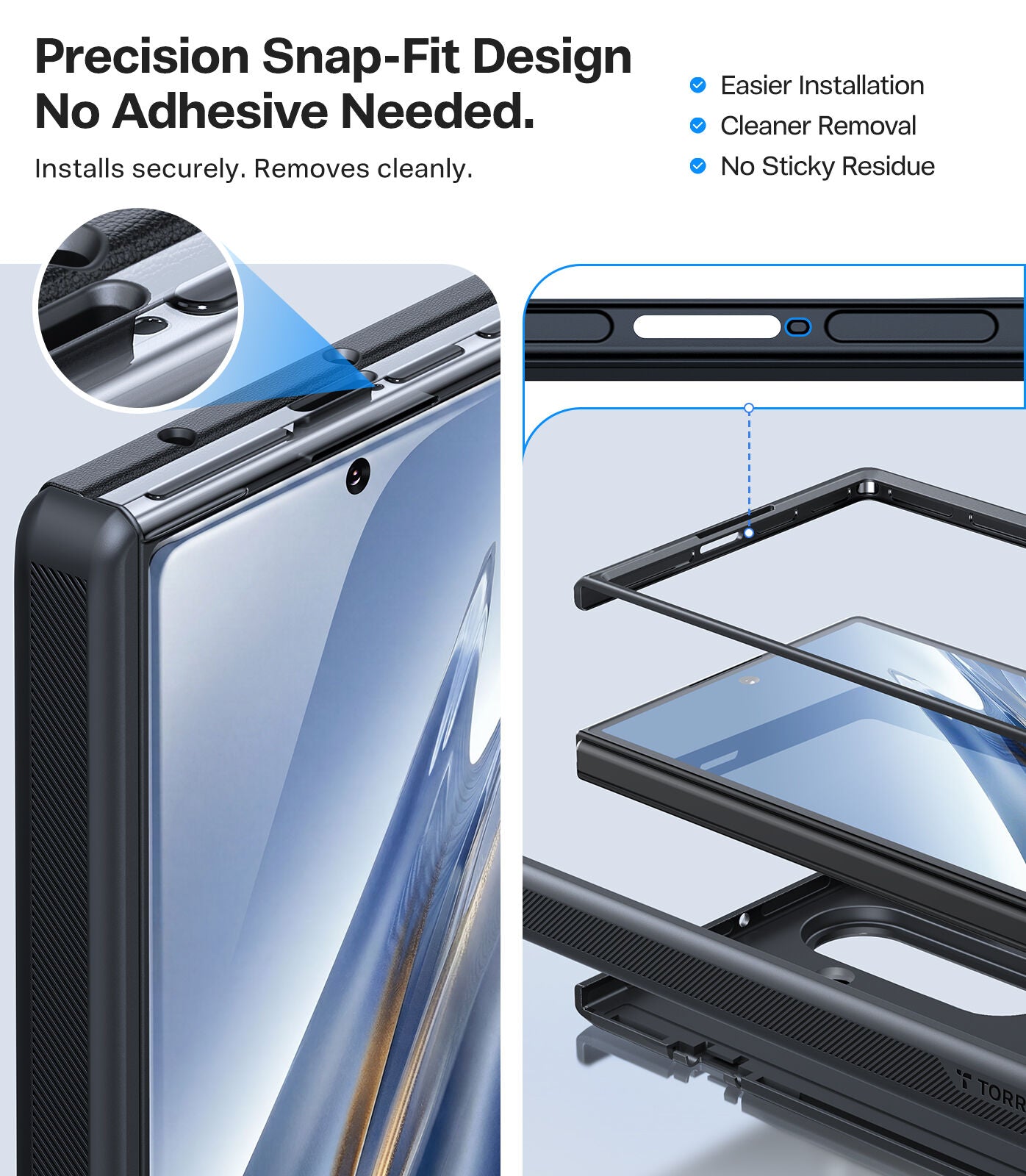 Torras OStand Q3 360 Kickstand Protective Case Samsung Z Fold 8 Ultra - Black