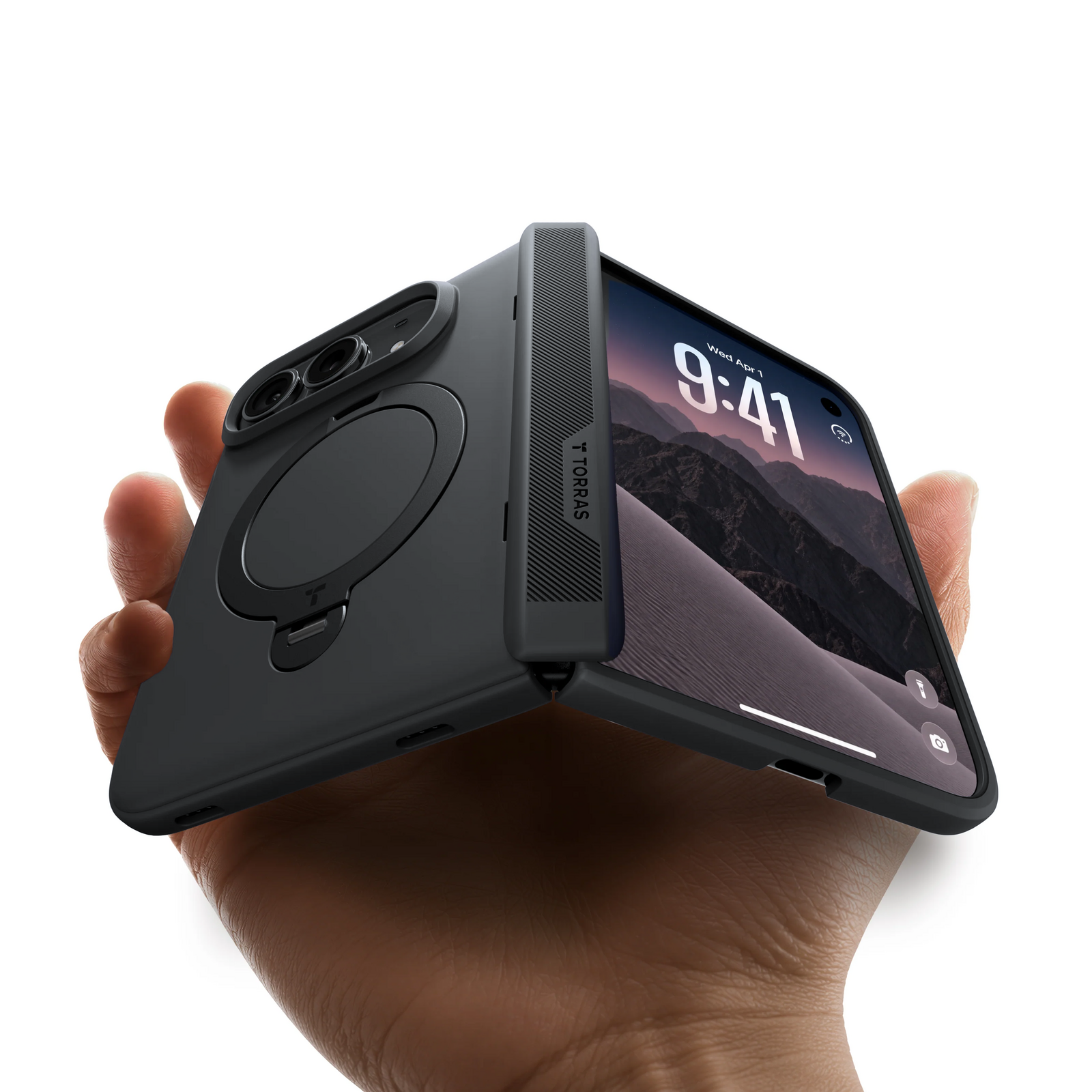 Torras Ostand Q3 Spin for iPhone Duo with Screen Protector - Black