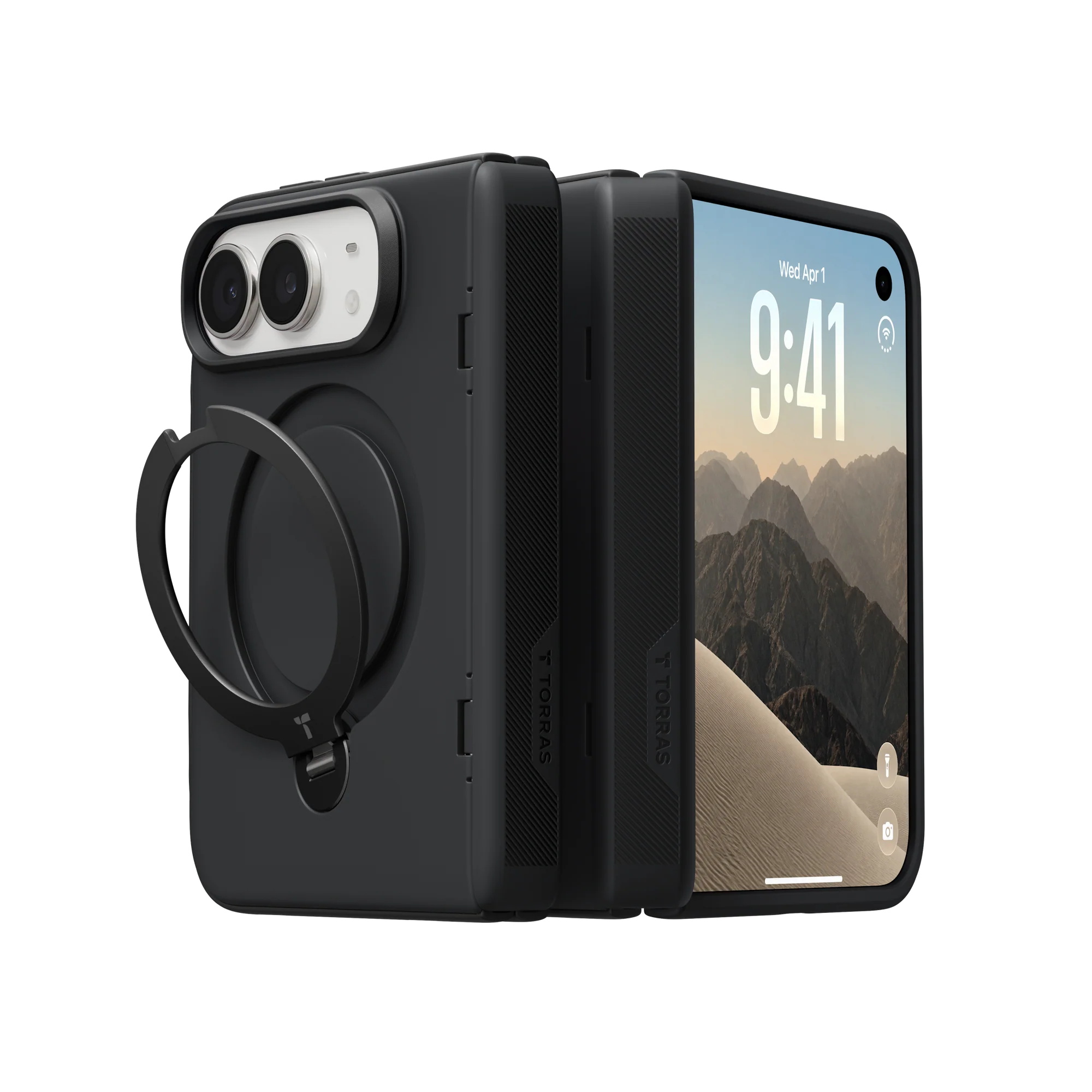 Torras Ostand Q3 Spin for iPhone Duo with Screen Protector - Black