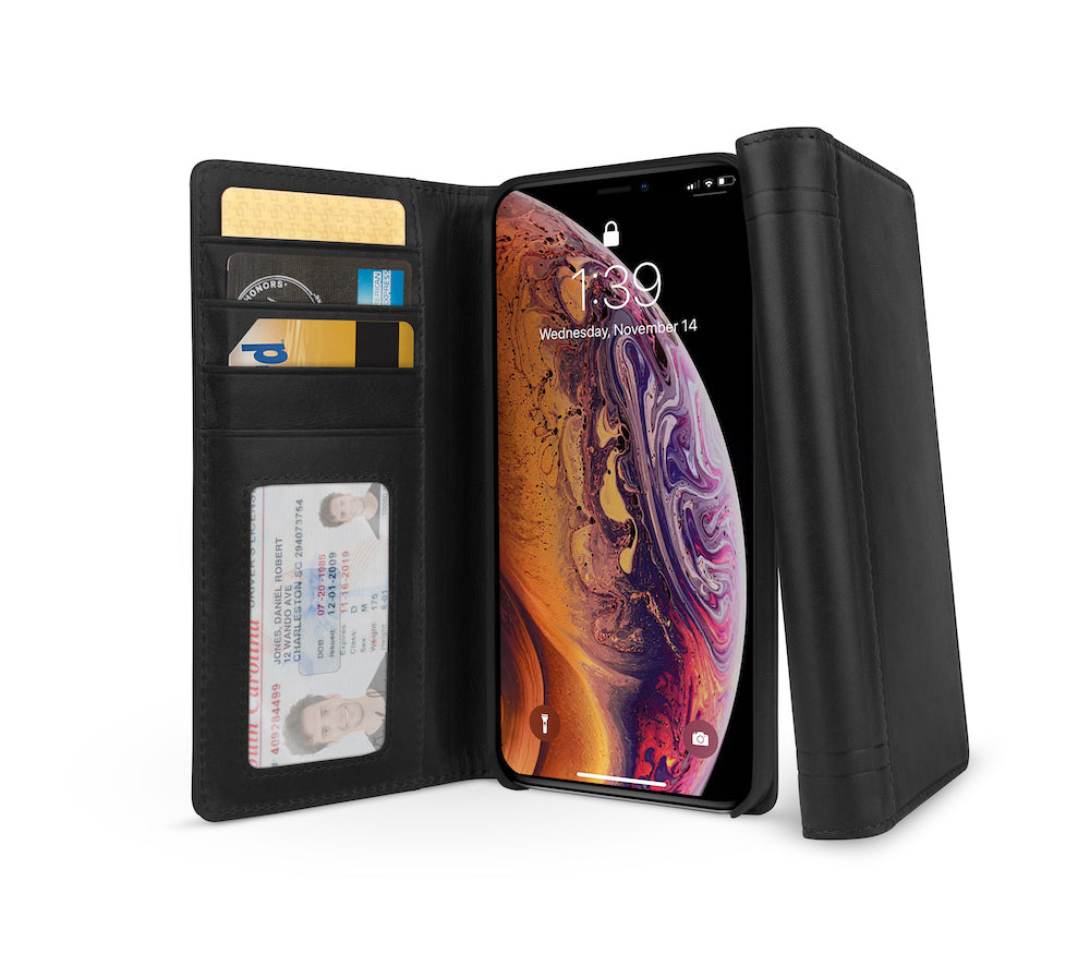 Twelve South Journal Full-Grain Leather Folio Wallet Case  iPhone XS Max - Black