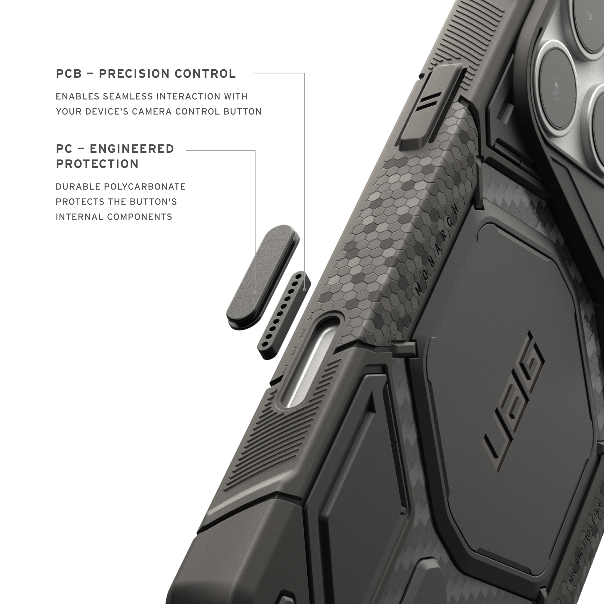 UAG Monarch Pro Case for iPhone 18 Pro / 17 Pro with Camera Button - Carbon Fiber