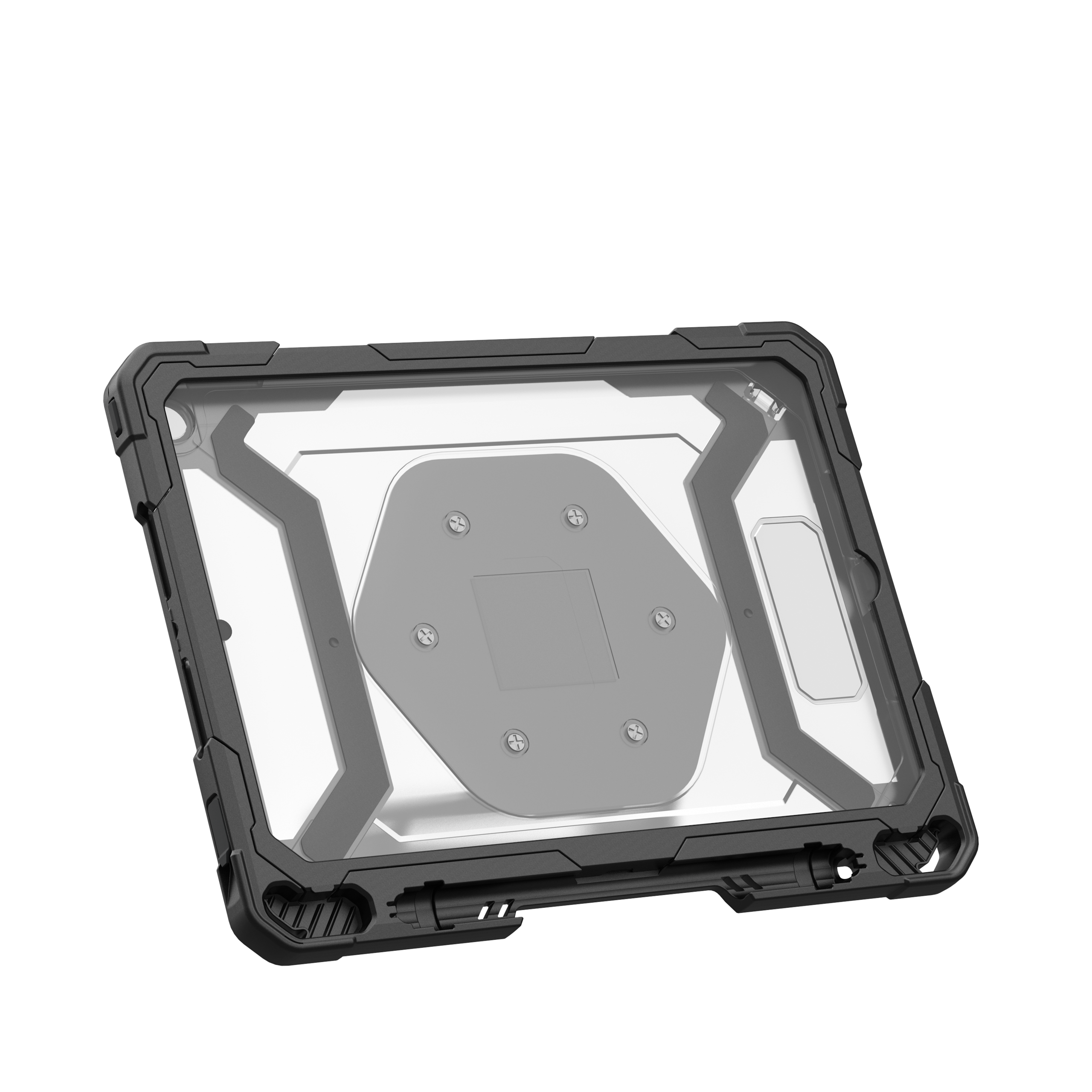 UAG Plasma Tough Case iPad 9 / 8 / 7 10.2 Screen Protector, Kickstand & Handstrap -  Ice / Black