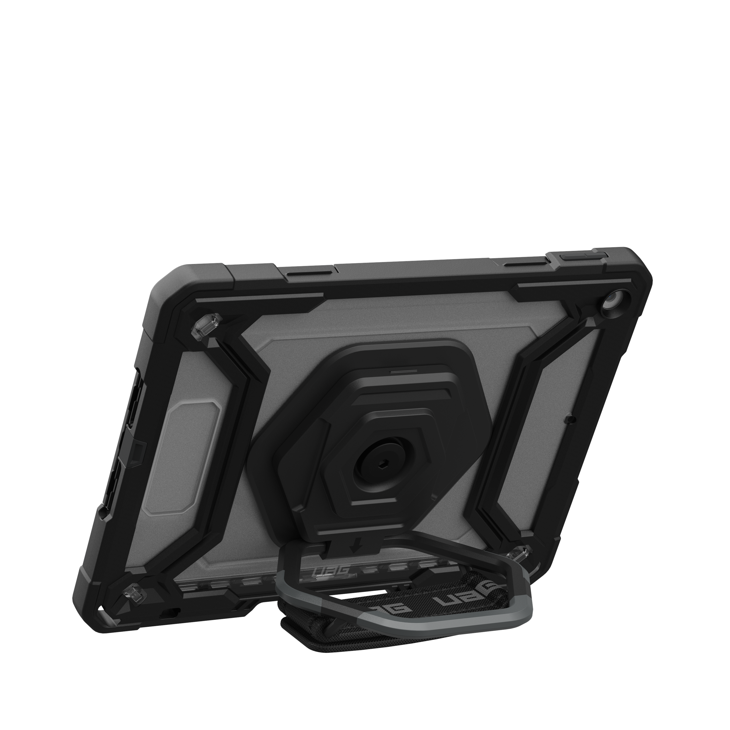 UAG Plasma Tough Case iPad 9 / 8 / 7 10.2 Screen Protector, Kickstand & Handstrap -  Ice / Black