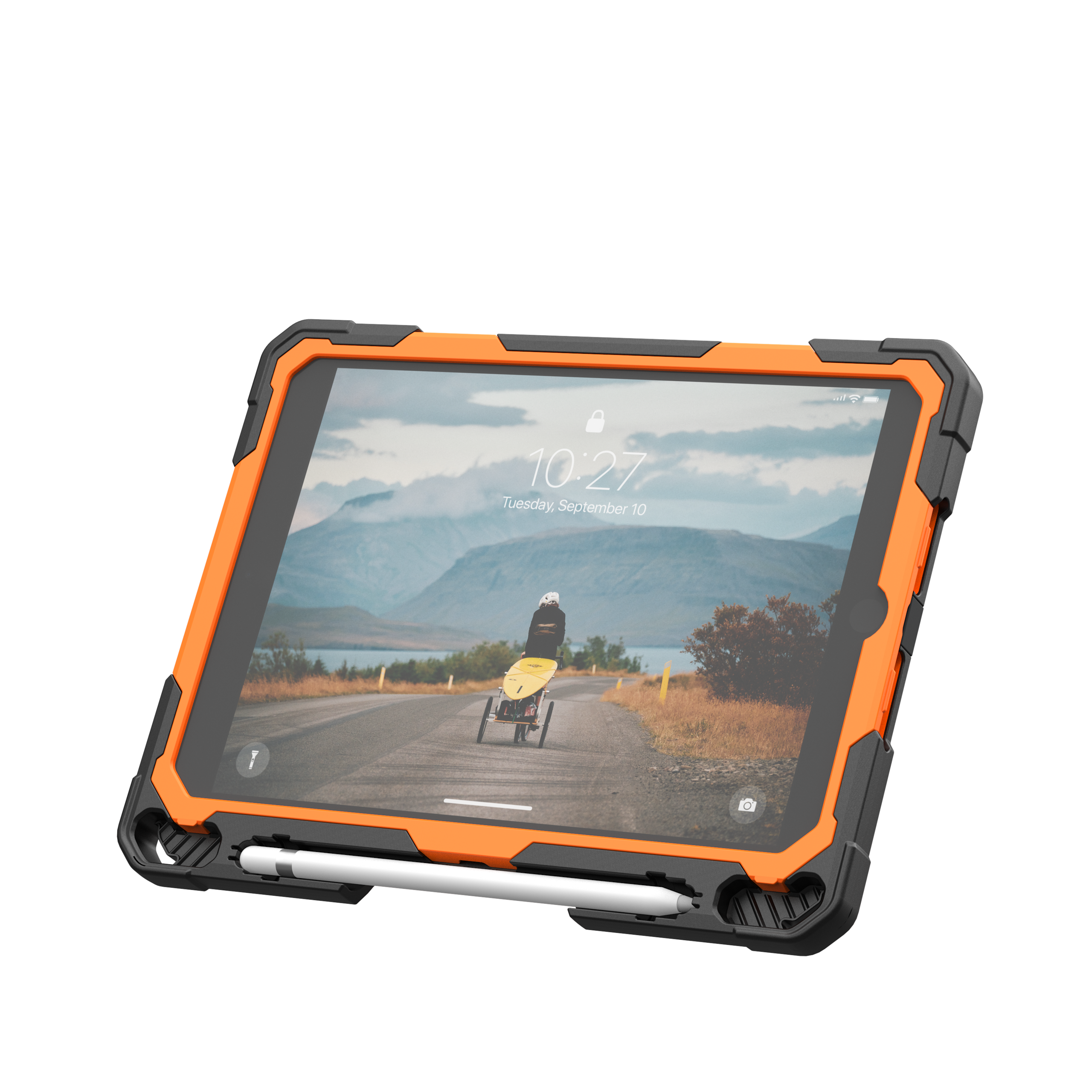 UAG Plasma Tough Case iPad 9 / 8 / 7 10.2 Kickstand & Handstrap - Orange / Black