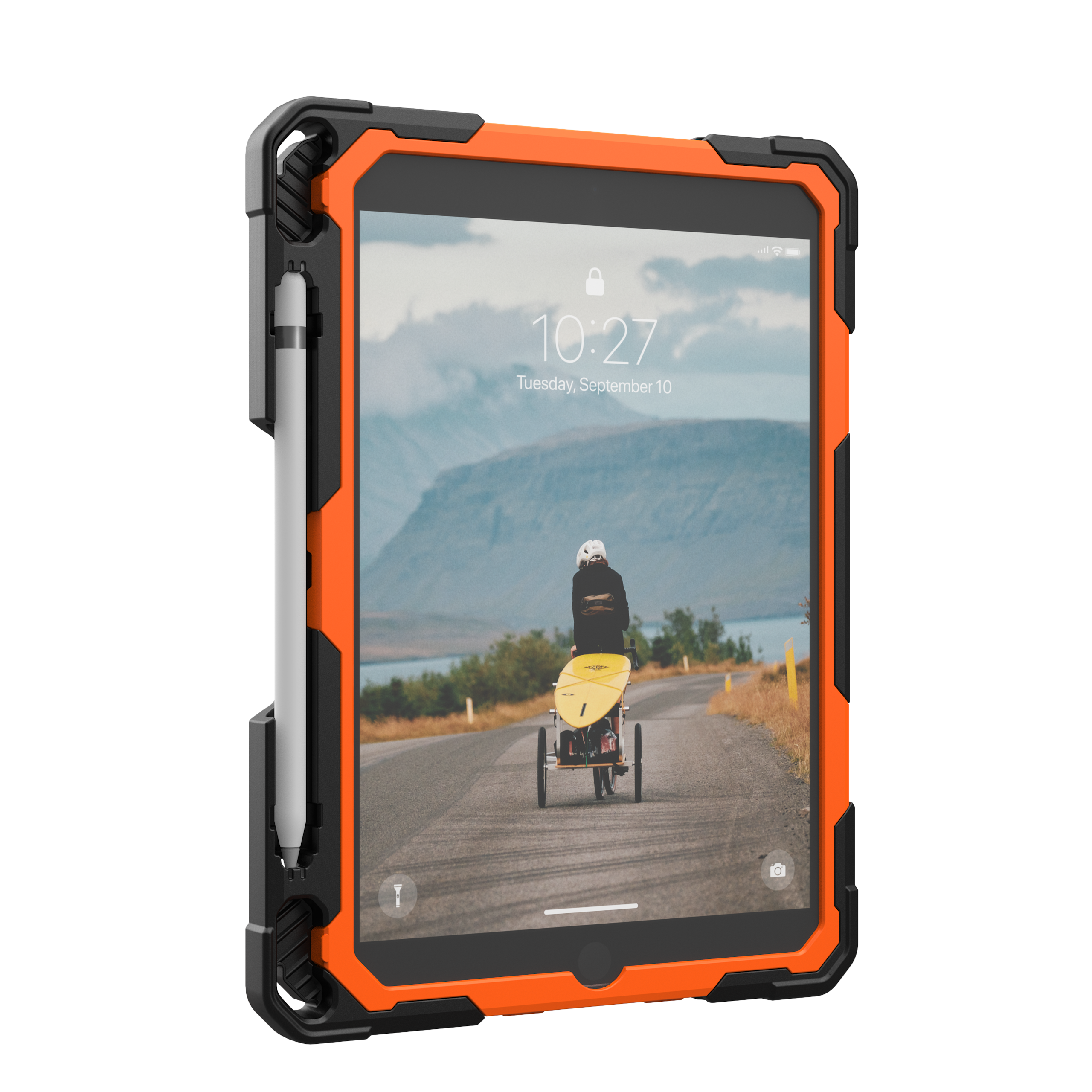 UAG Plasma Tough Case iPad 9 / 8 / 7 10.2 Kickstand & Handstrap - Orange / Black