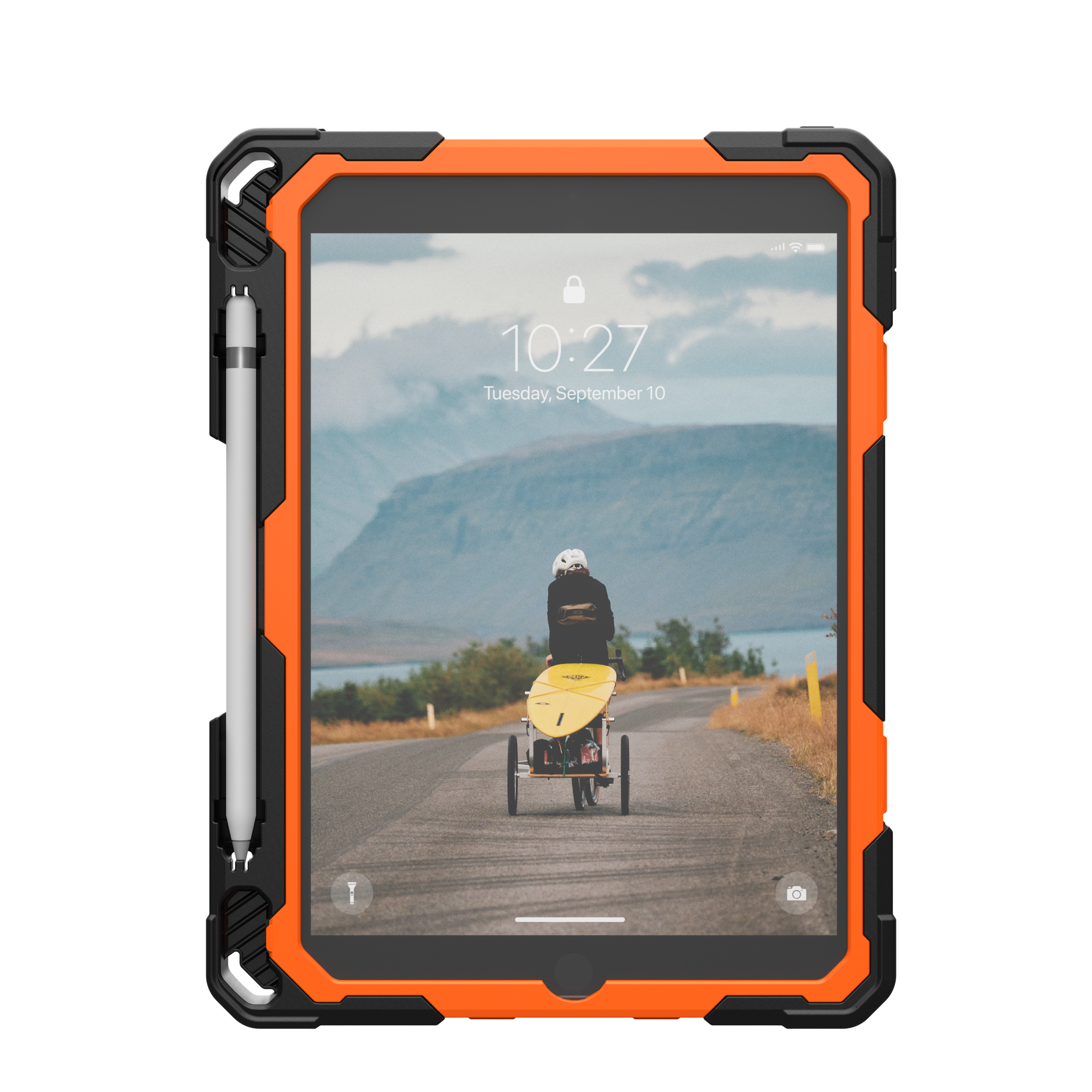 UAG Plasma Tough Case iPad 9 / 8 / 7 10.2 Kickstand & Handstrap - Orange / Black