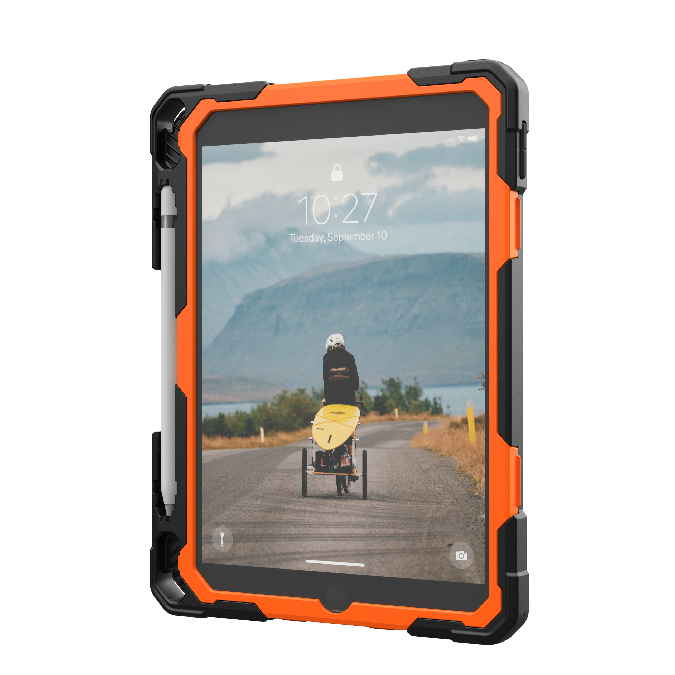 UAG Plasma Tough Case iPad 9 / 8 / 7 10.2 Kickstand & Handstrap - Orange / Black