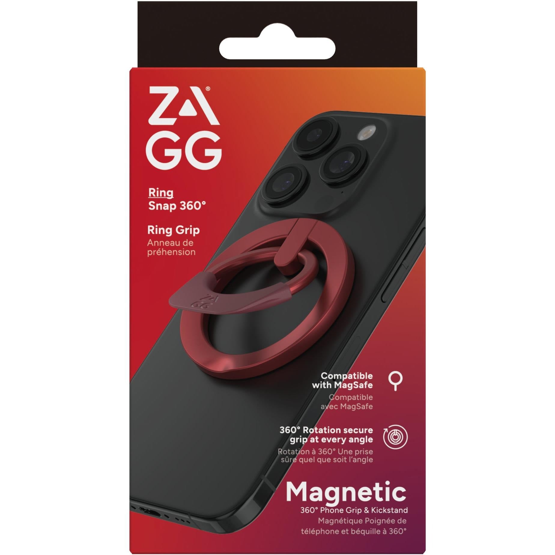 ZAGG Magnetic Ring Snap 360 Phone Grip & Kickstand - Red