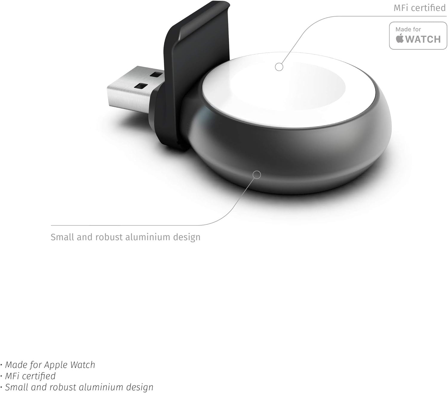 ZENS Aluminium Apple Watch USB A - Black
