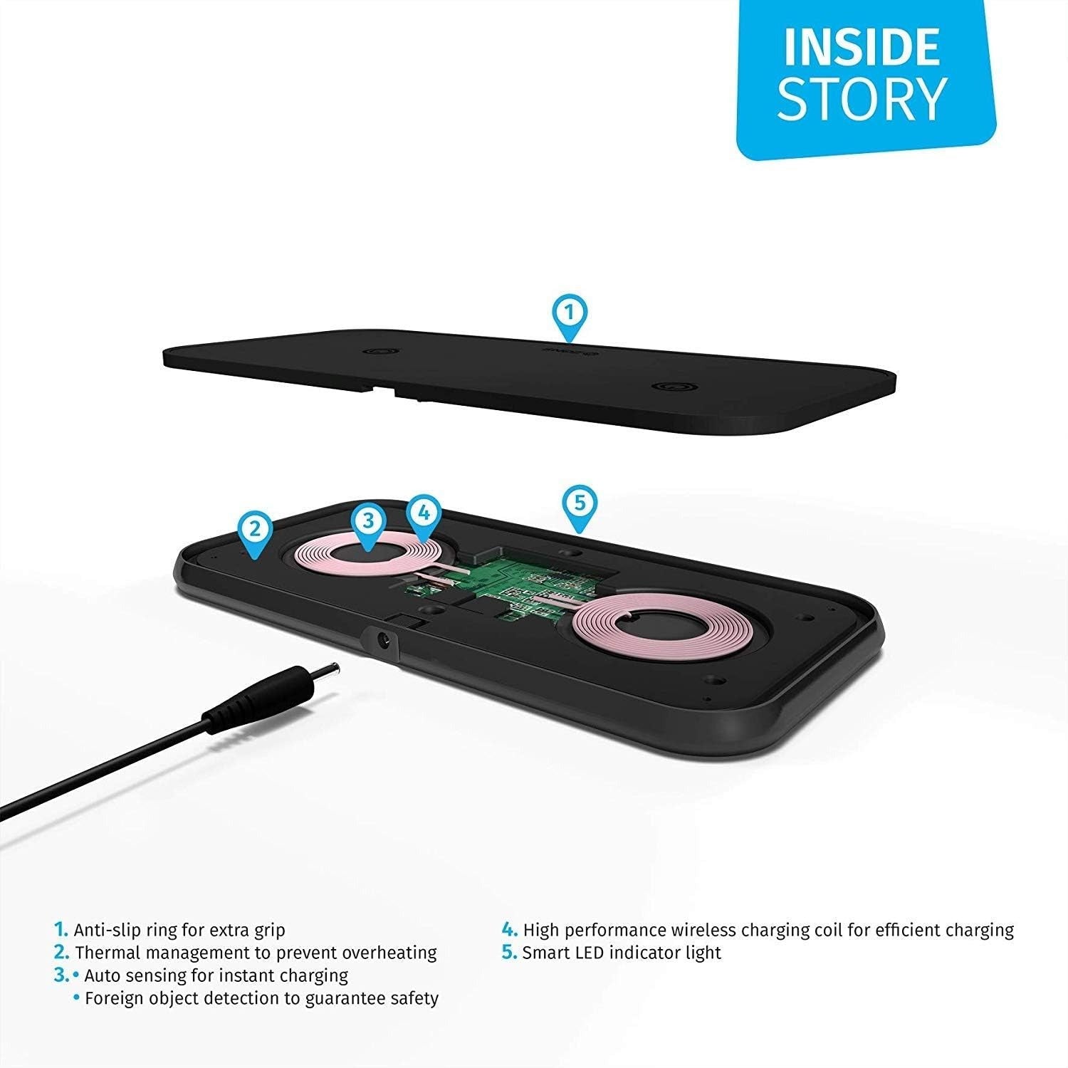 ZENS Aluminium Dual Wireless Charger 10W+10W - Black