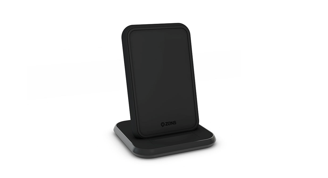 ZENS Aluminium Stand Wireless Charger 10W and 2.4A USB Port - Black