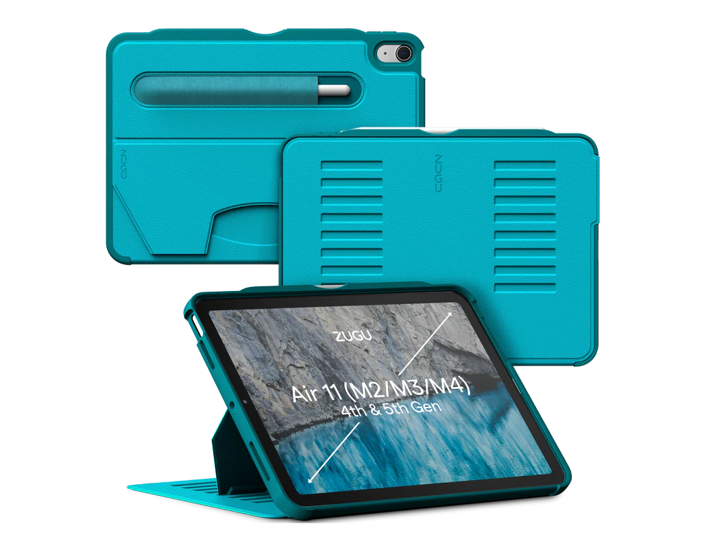 Zugu iPad Folio Case for iPad Air 11" M2 / M3 / M4 & Air 4th/5th - Aqua Teal