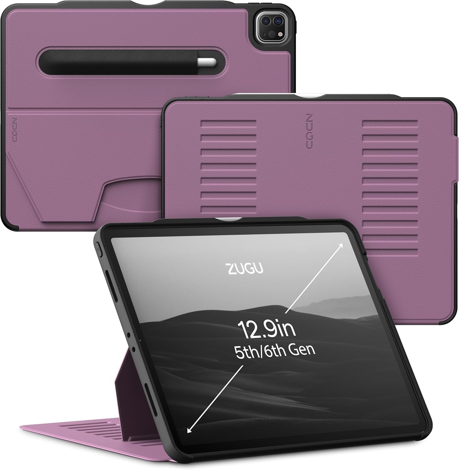 Zugu Magnetic Rugged Folio Case iPad Pro 12.9 in 6th & 5th Gen - Purple