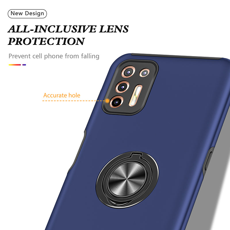 Rugged & Protective Armor Case Moto G9 Plus & Ring Holder - Blue