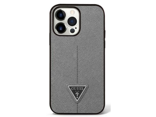 GUESS Safiano Line Edition Protective Case iPhone 14 Standard 6.1 - Silver
