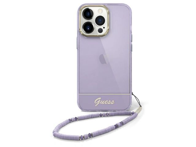 GUESS Double Layer Protective Case iPhone 14 Pro Max- Purple w/strap