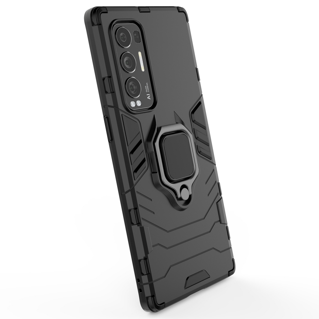 Rugged & Protective Armour Case Oppo X3 Neo Built in Ring Holder - Black