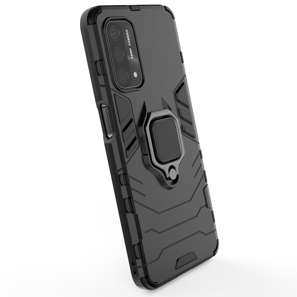 Rugged & Protective Case Oppo A54 4G with Ring Holder - Black