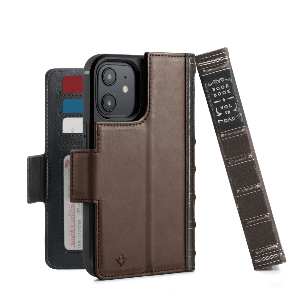 Twelve South BookBook Leather Wallet MagSafe Case For iPhone 13 - Brown