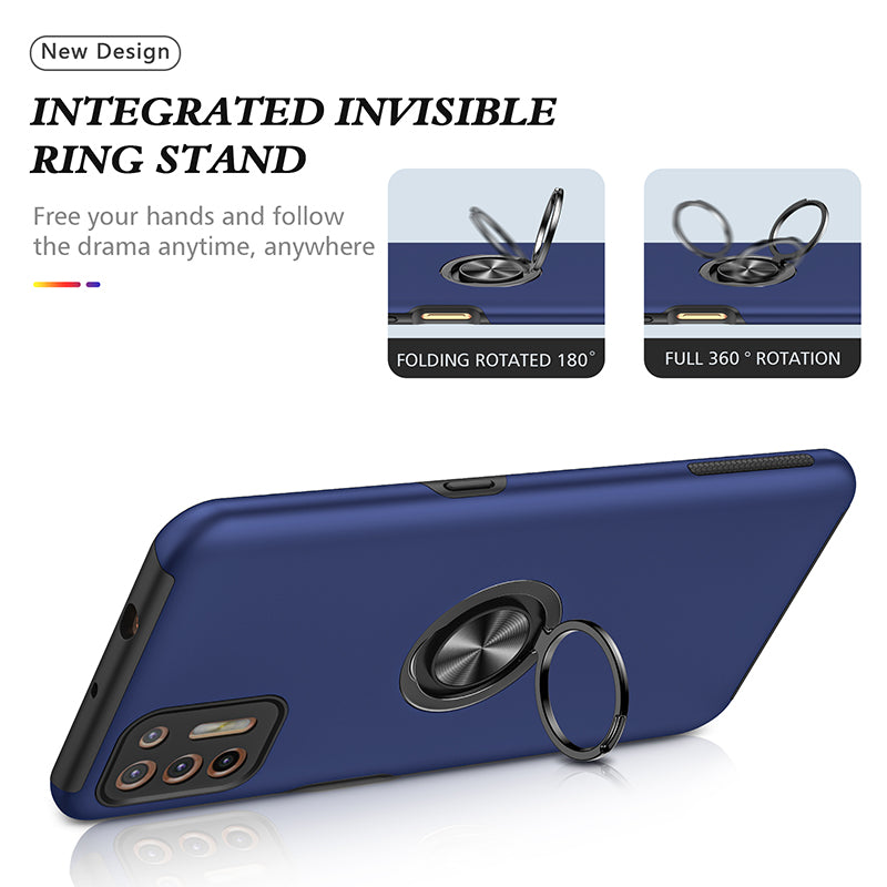 Rugged & Protective Armor Case Moto G9 Plus & Ring Holder - Blue