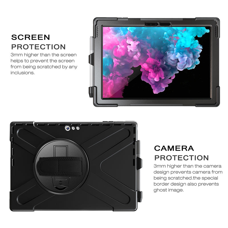 Rugged Case Hand & Shoulder Strap Microsoft Surface Pro 7+ / 7 / 6 / 5 / 4 - Black