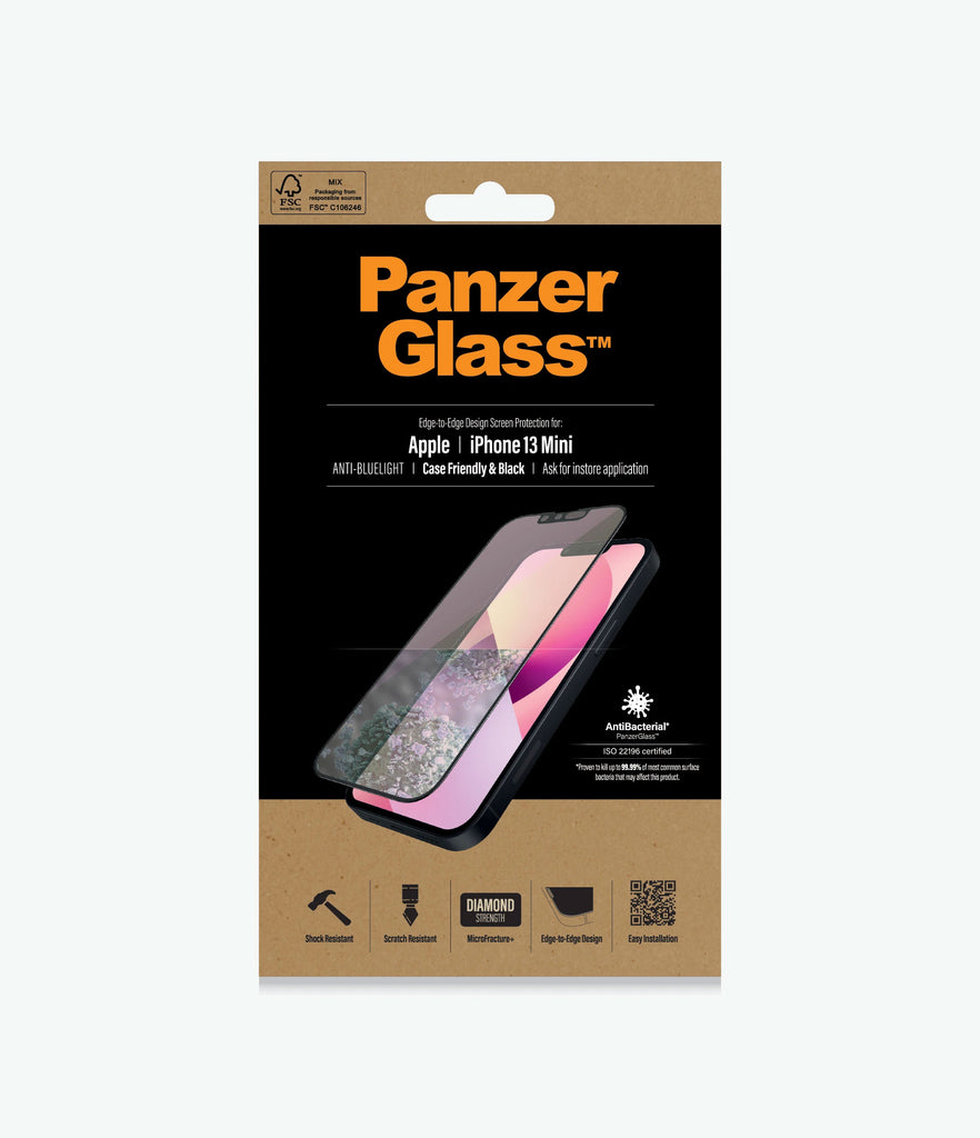 PanzerGlass Screen Guard iPhone 13 Mini 5.4 Anti Bluelight Black Frame