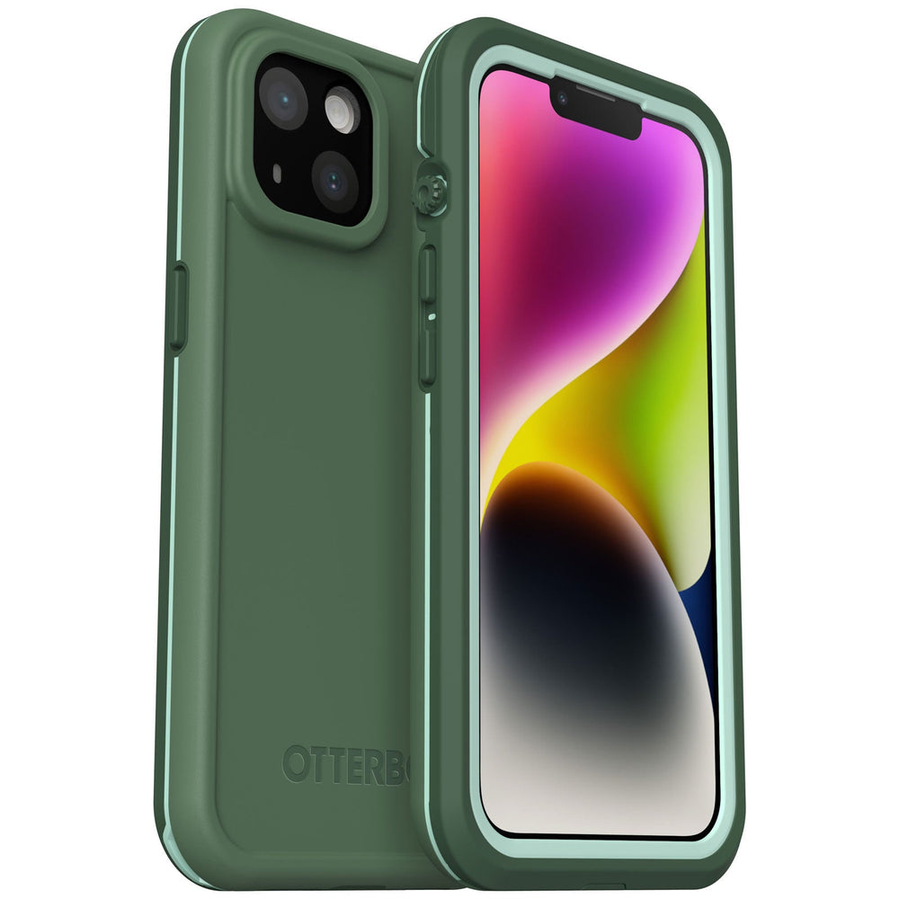 otterbox fre case for iphone 14 plus green front view