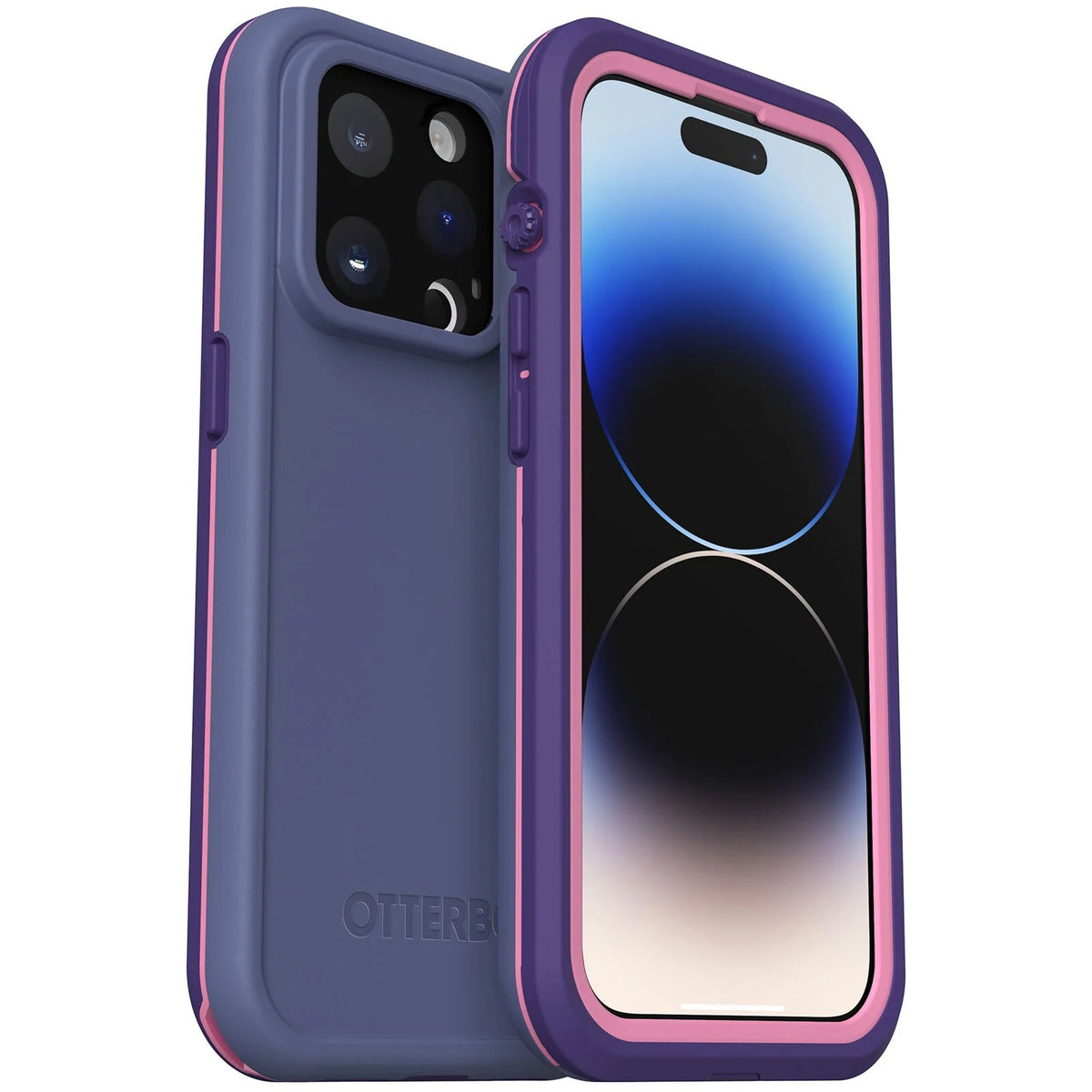otterbox fre case for iphone 14 pro max purple front view
