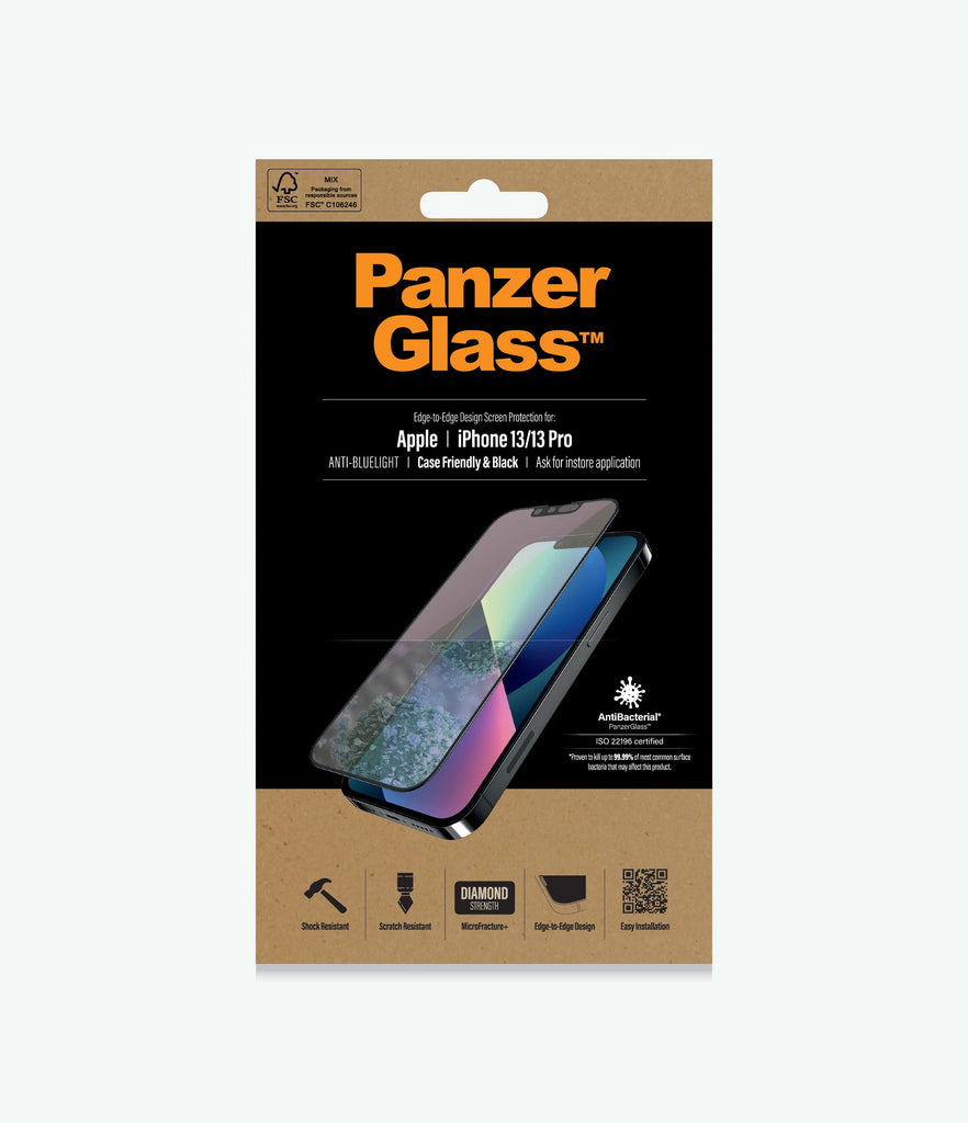 PanzerGlass Screen Guard iPhone 13 / 13 Pro 6.1 Anti Bluelight Black Frame